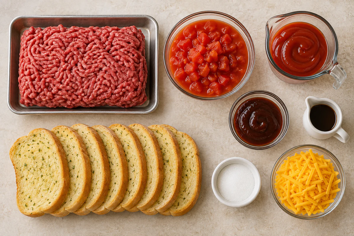 Exact measured ingredients for Texas Toast Sloppy Joes