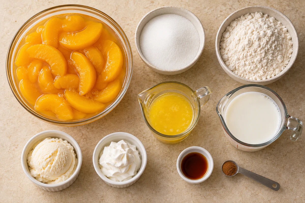 Exact measured ingredients for LAZY MAN'S PIE PEACH COBBLER