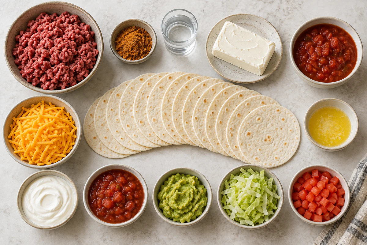 Exact measured ingredients for Loaded Cheesy Pocket Tacos