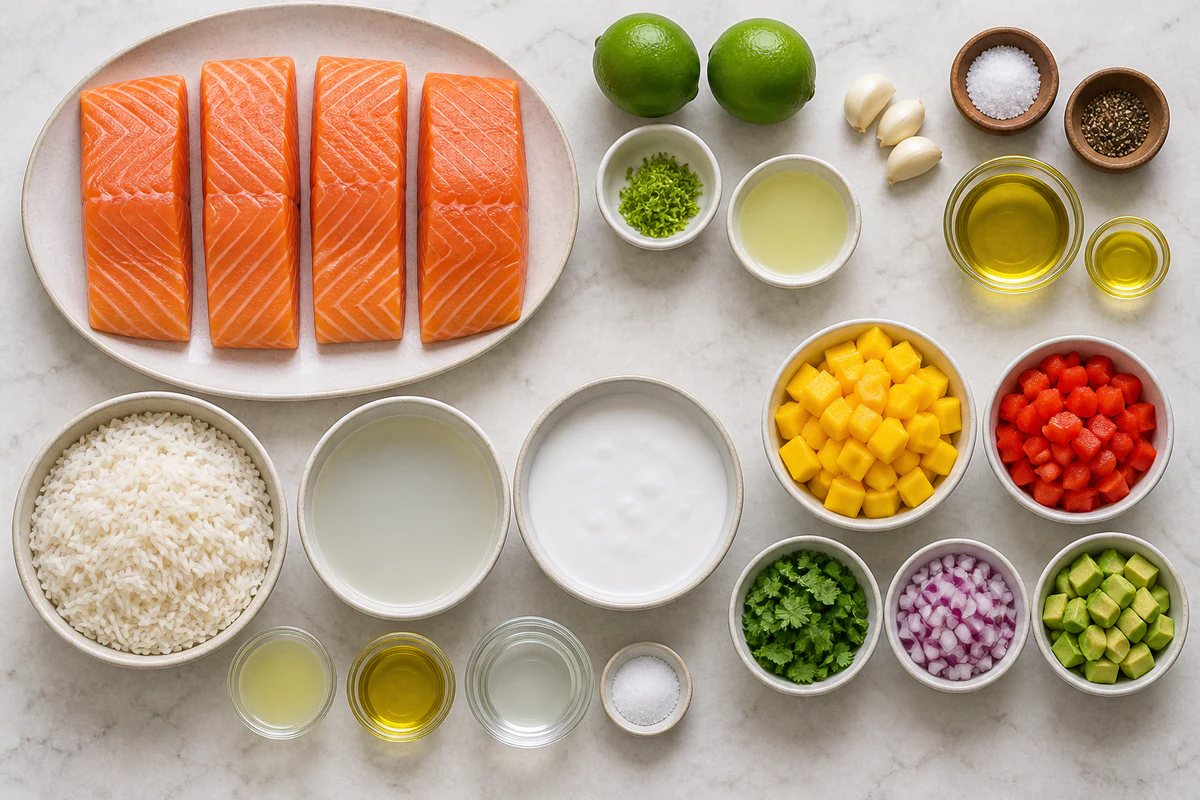 Exact measured ingredients for Grilled Salmon Mango Salsa
