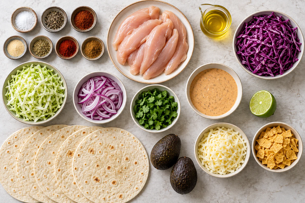 Exact measured ingredients for Southwest Chicken Wraps