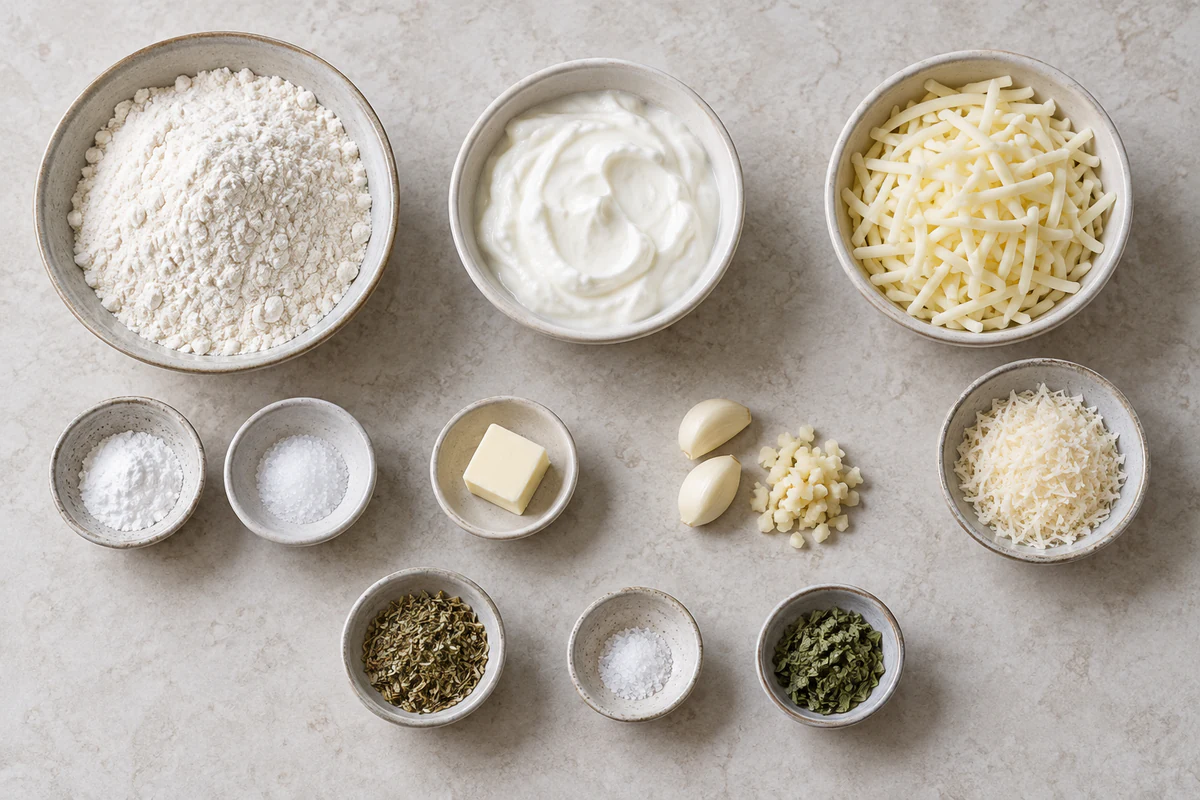 Exact measured ingredients for High Protein Cheesy Garlic Pizza