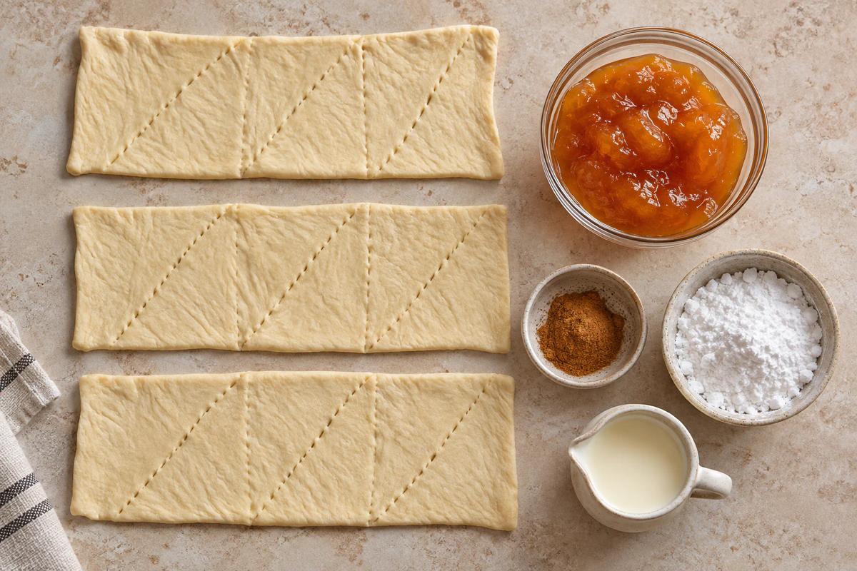 Exact measured ingredients for Peach Pie Cruffins