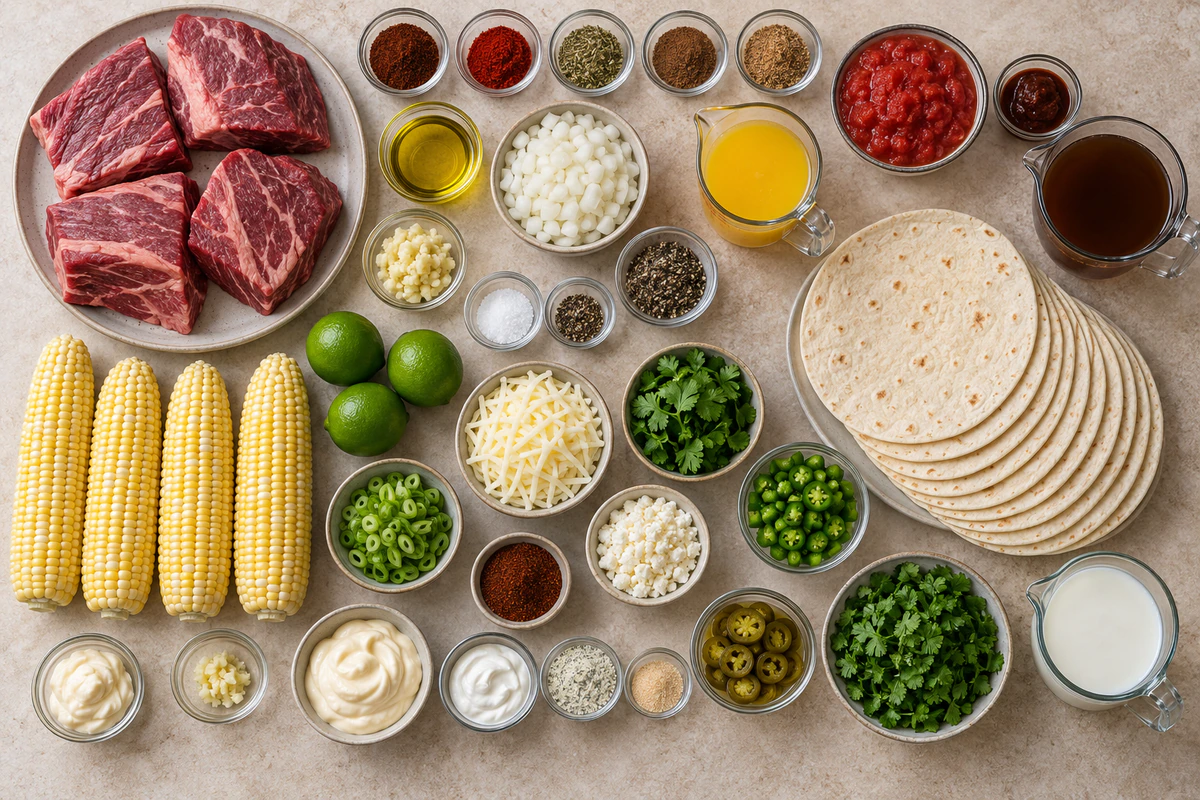 Exact measured ingredients for Braised Brisket Tacos