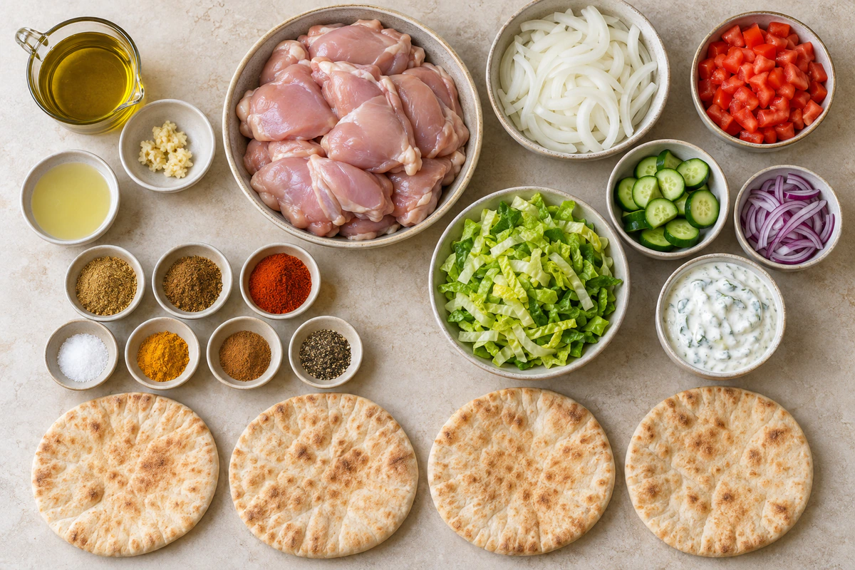 Exact measured ingredients for Chicken Shawarma