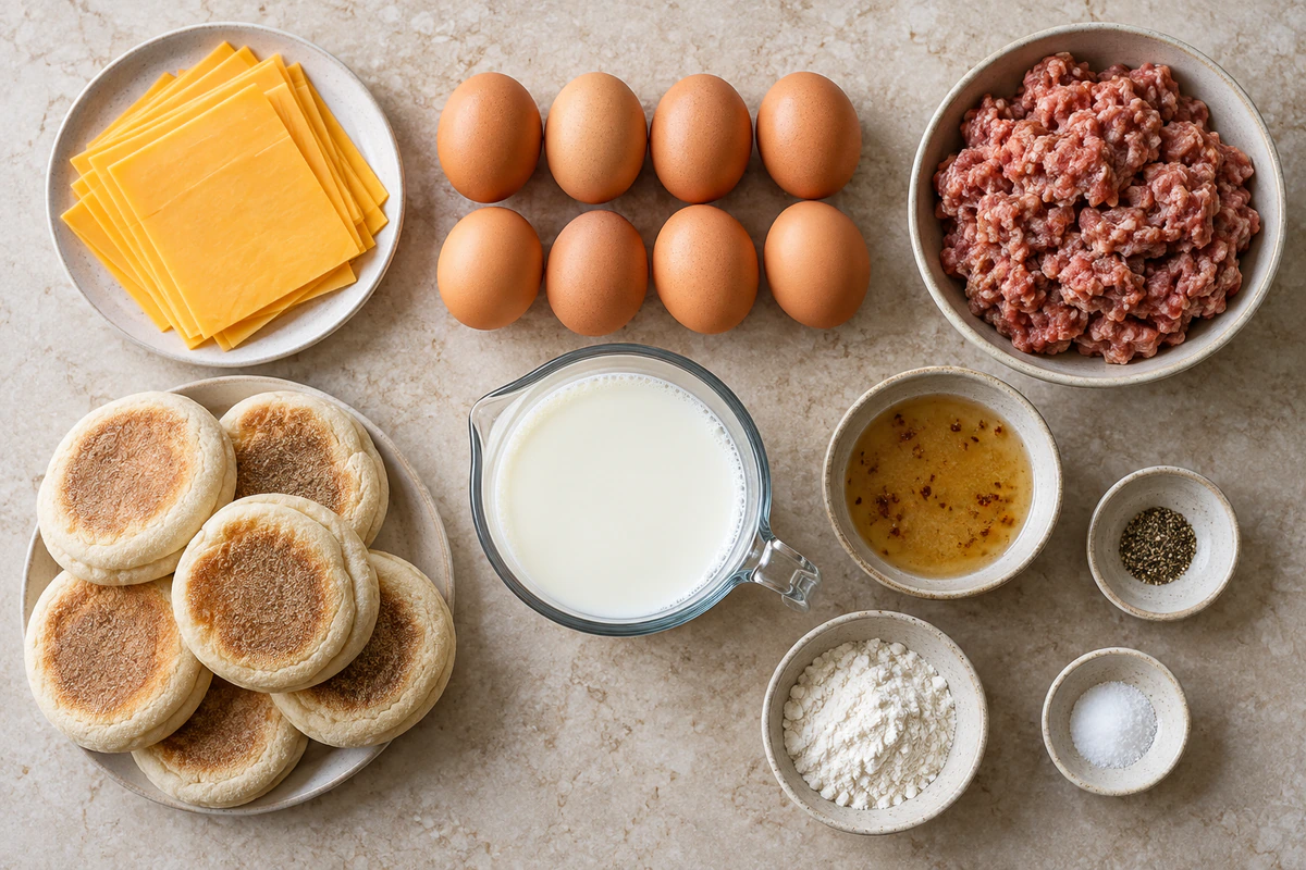 Exact measured ingredients for Breakfast Pizza Muffins