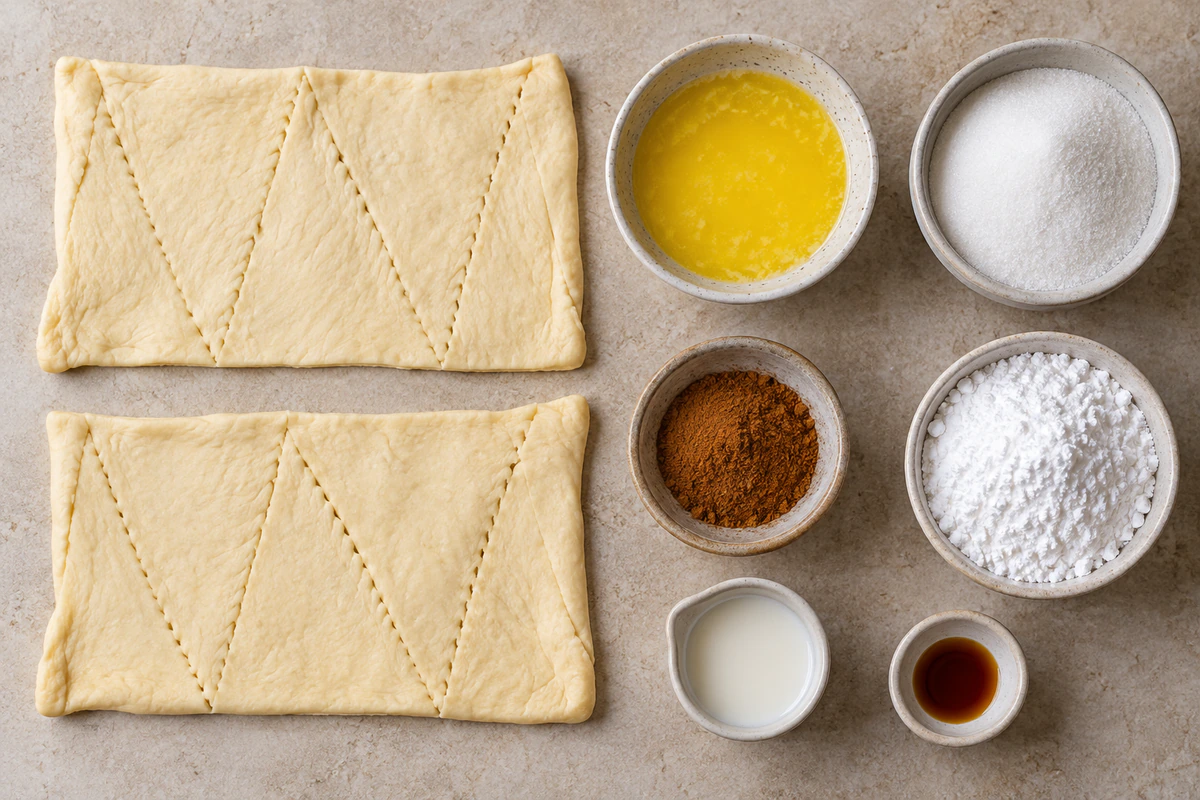 Exact measured ingredients for Cinnamon-Sugar Pizza Made with Crescent Rolls