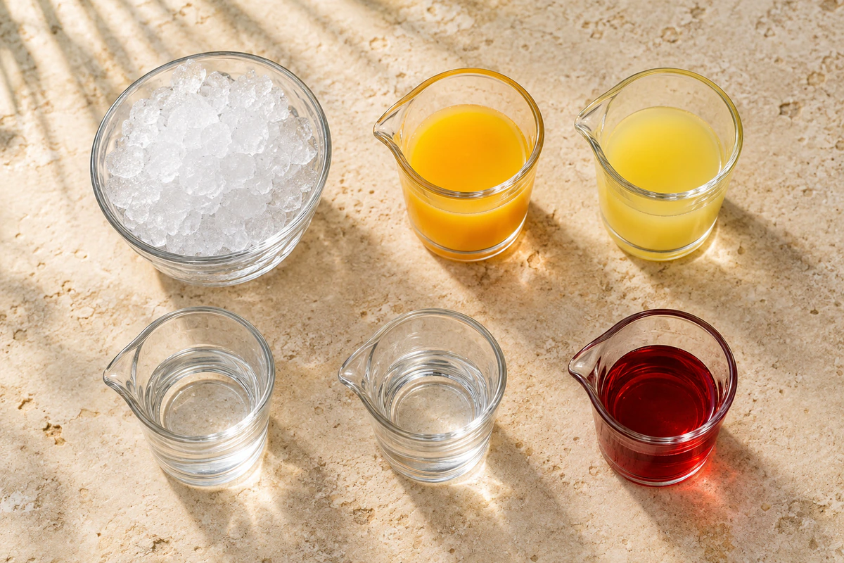 Exact measured ingredients for Bahama Mama Cocktail
