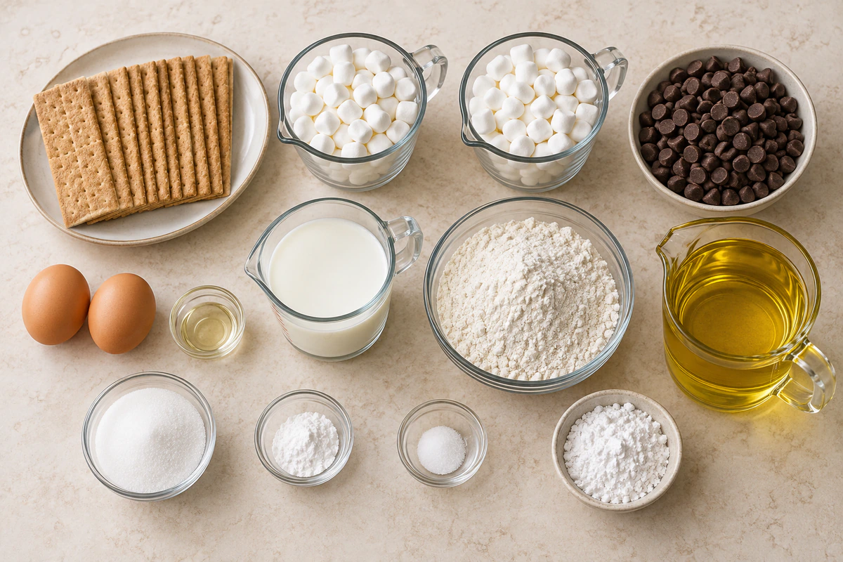 Exact measured ingredients for Deep Fried S'mores