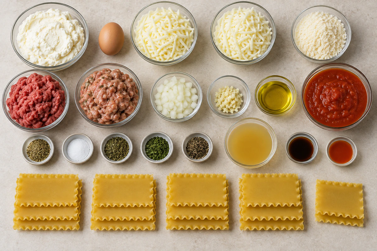 Exact measured ingredients for Lasagna Roll Ups