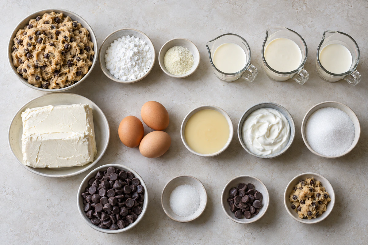 Exact measured ingredients for Cookie Dough Cheesecake