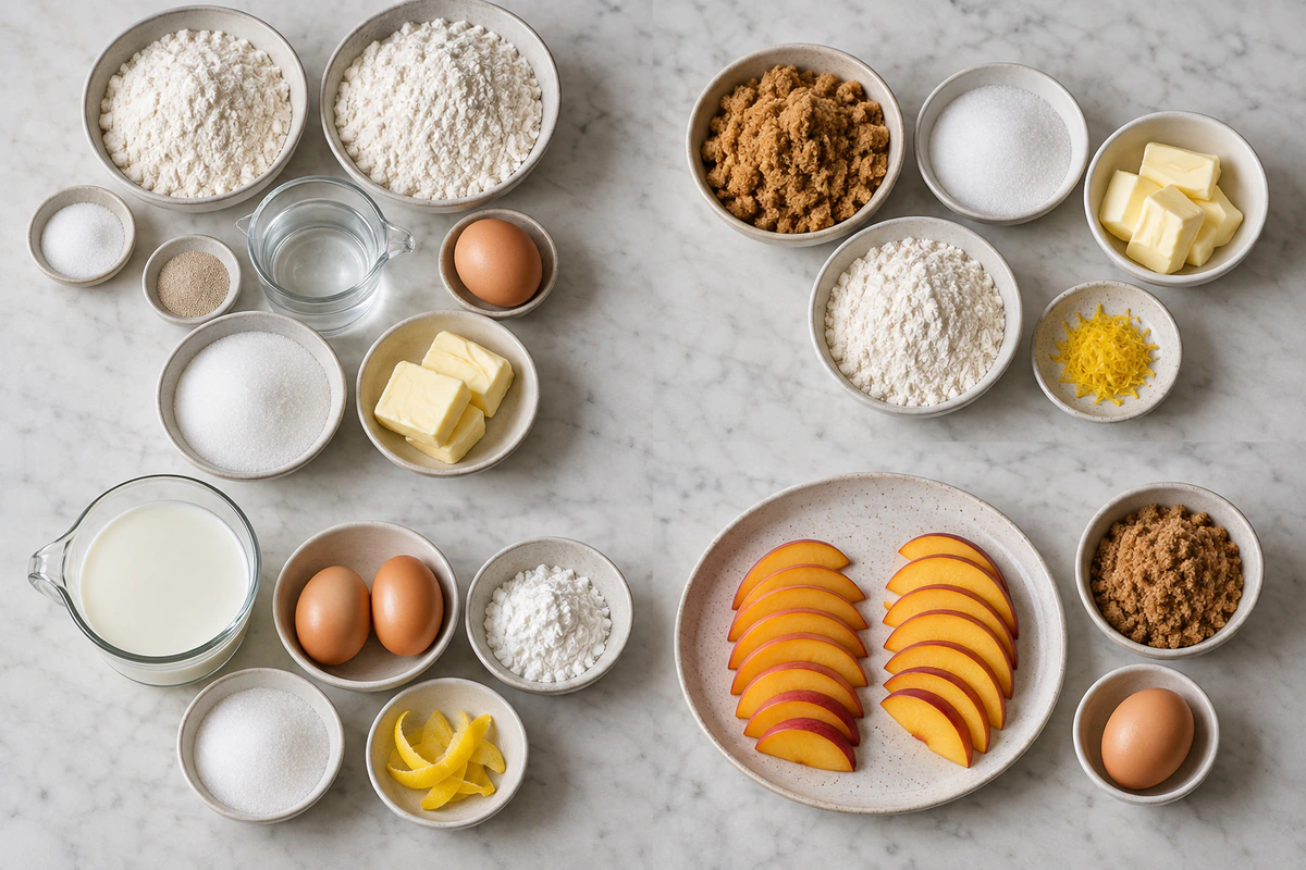 Exact measured ingredients for peach-brioche