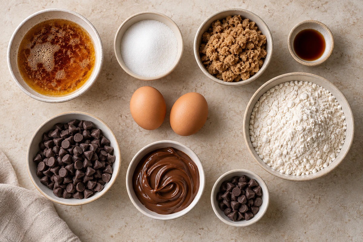 Exact measured ingredients for Nutella-Stuffed Cookie Pie