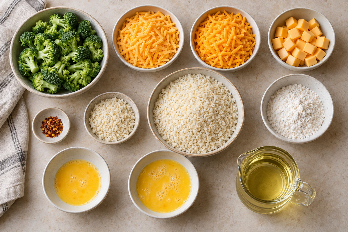 Exact measured ingredients for Broccoli Cheese Balls