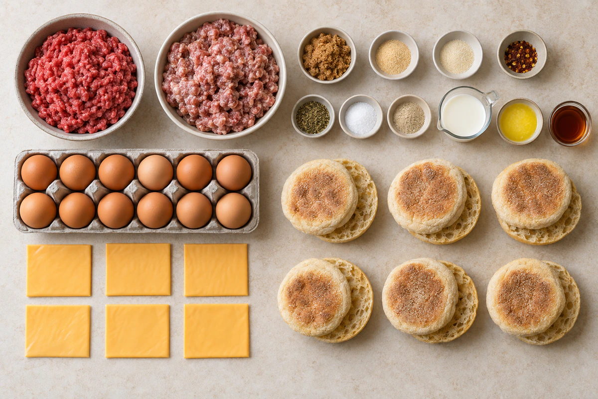 Exact measured ingredients for Freezer Breakfast Sandwich