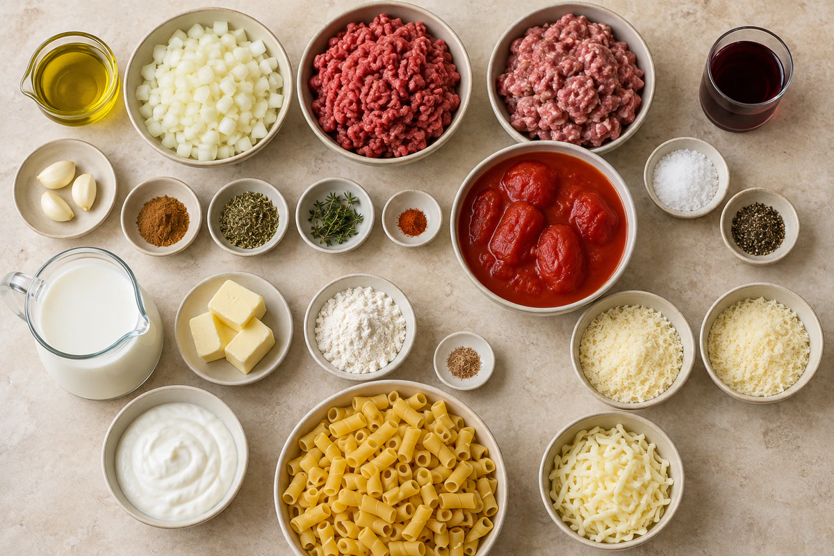 Exact measured ingredients for Ina Garten's Pastitsio