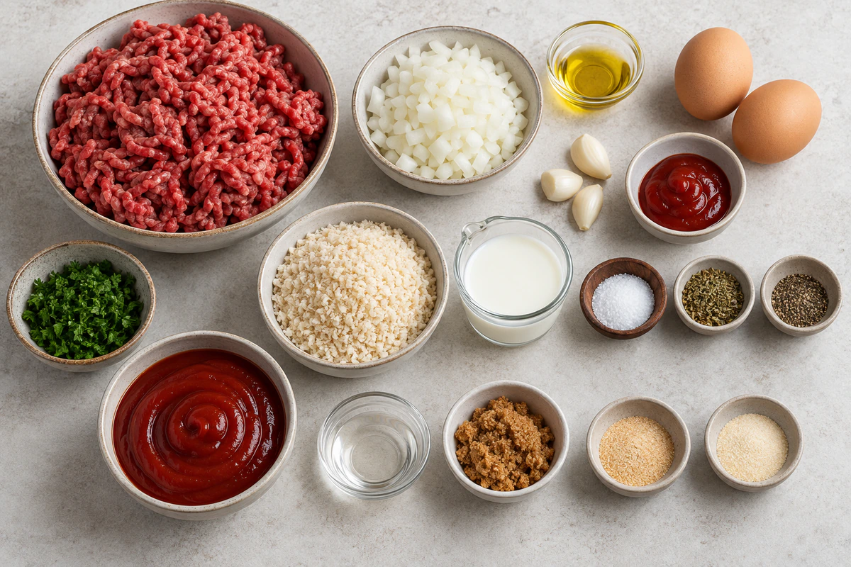 Exact measured ingredients for Meatloaf Recipe