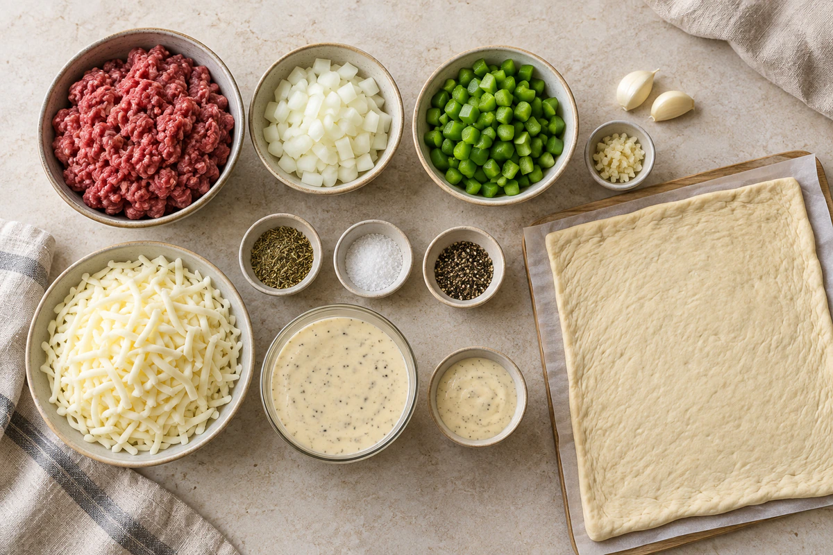 Exact measured ingredients for Philly Cheesesteak Stromboli
