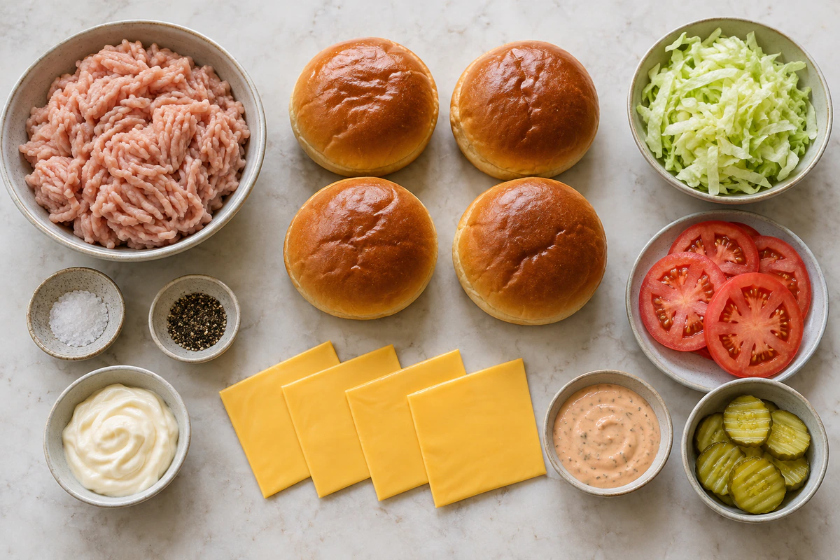 Exact measured ingredients for Ground Chicken Smash Burgers