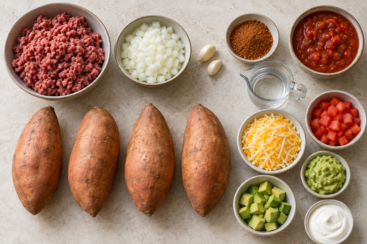 Exact measured ingredients for Taco Stuffed Sweet Potatoes