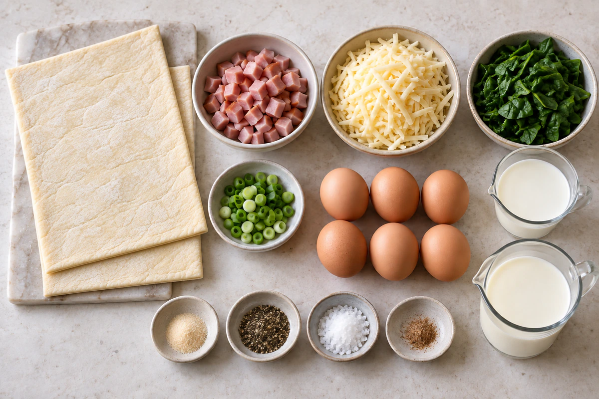 Exact measured ingredients for Savory Puff Pastry Bites