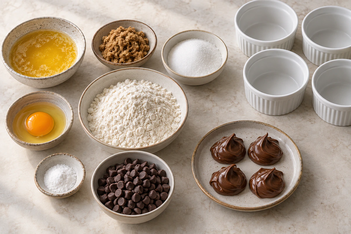 Exact measured ingredients for Deep Dish Nutella Cookie Pie