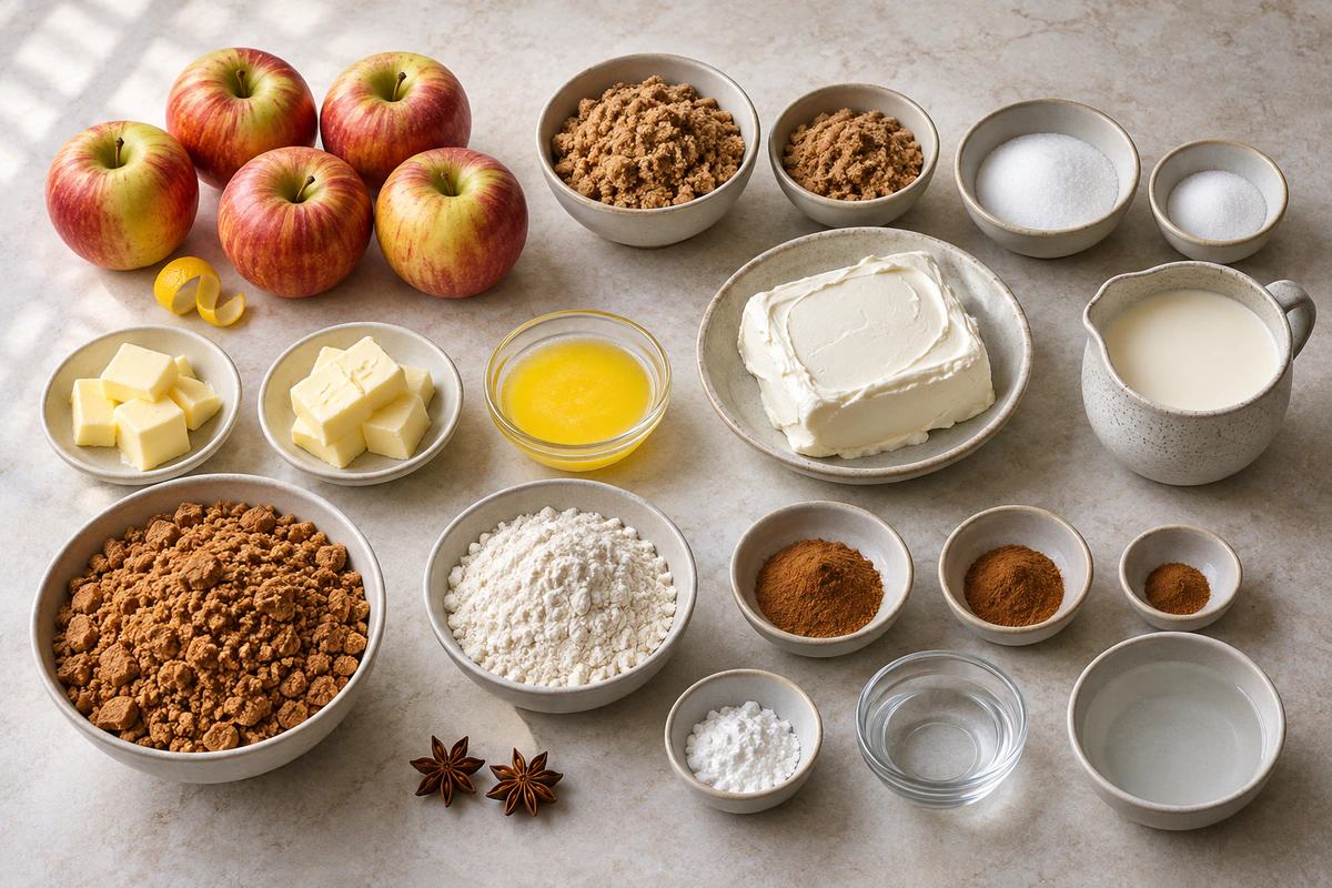 Exact measured ingredients for No bake Apple pie cheesecake