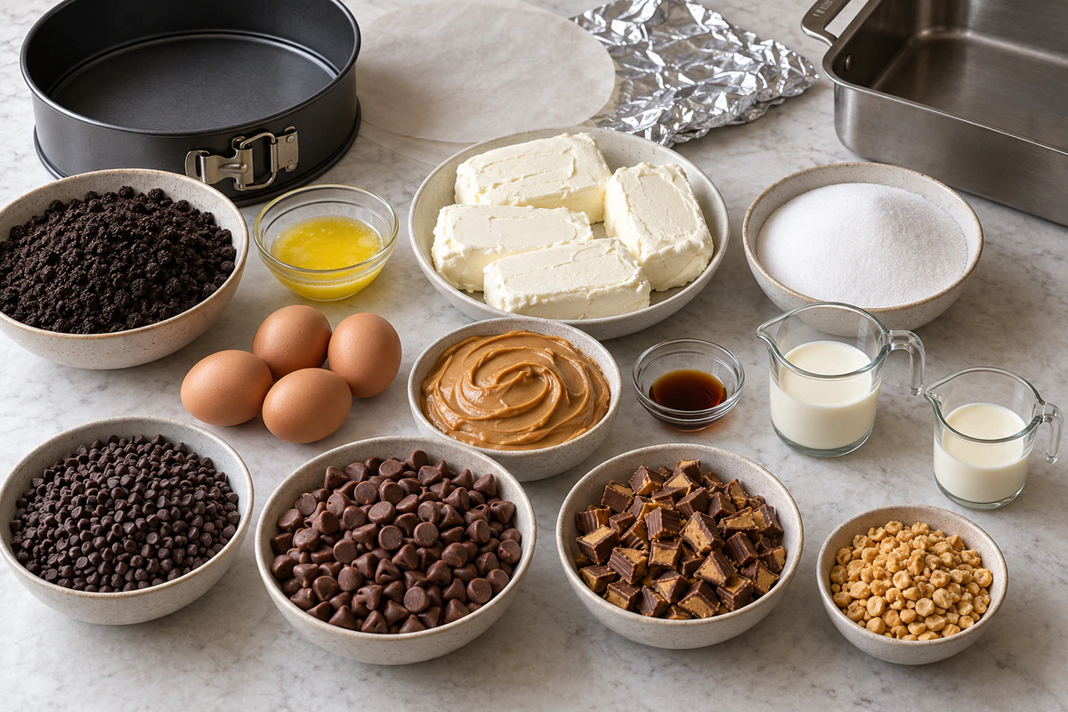 Exact measured ingredients for Rich Chocolate Peanut Butter Cake