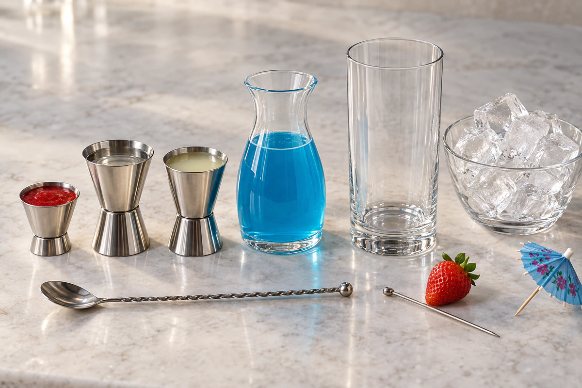 Exact measured ingredients for Patron Strawberry Blue Hawaiian