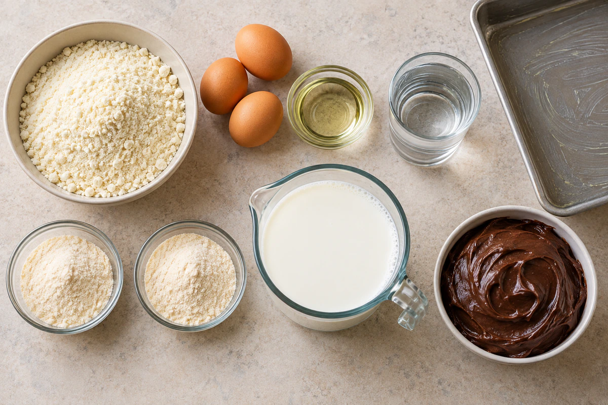 Exact measured ingredients for Boston Cream Poke Cake