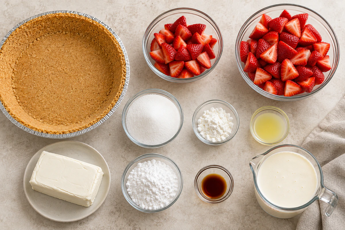 Exact measured ingredients for Strawberry Cream Cheese Pie