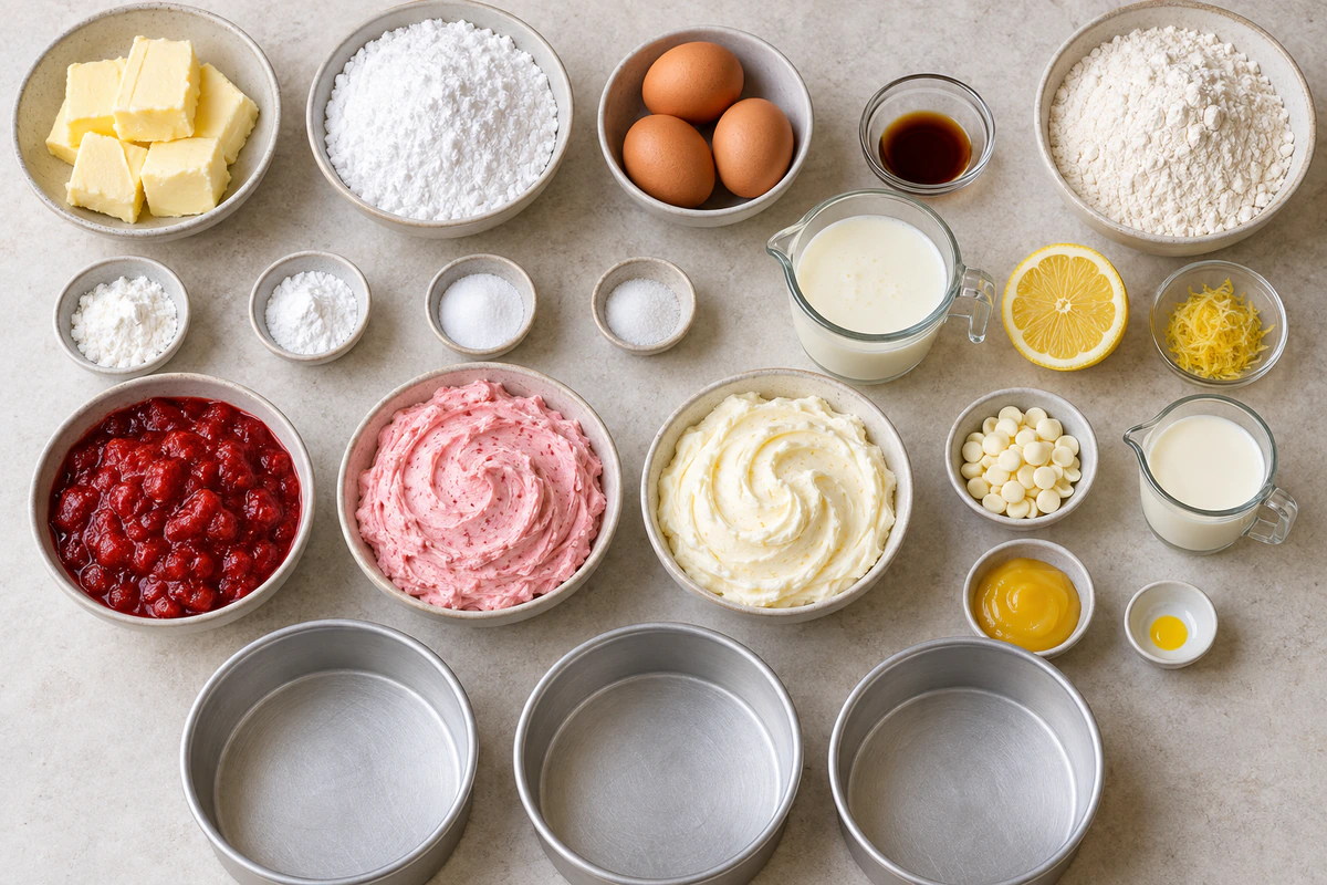 Exact measured ingredients for Strawberry Lemonade Cake
