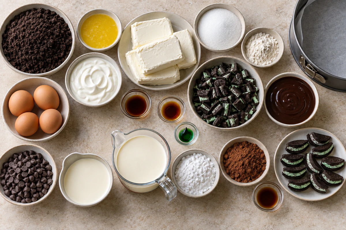 Exact measured ingredients for Mint Oreo Cheesecake Bliss