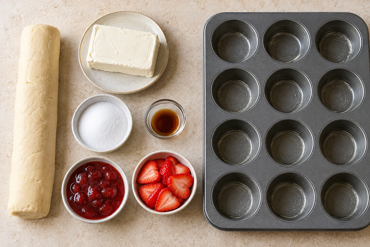 Exact measured ingredients for Strawberry Swirl Cheesecake Cookie Cups