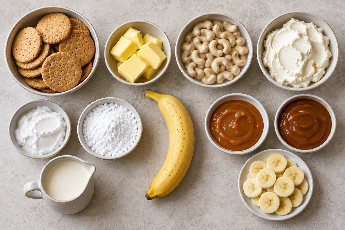 Exact measured ingredients for No-Bake Banoffee Cheesecake