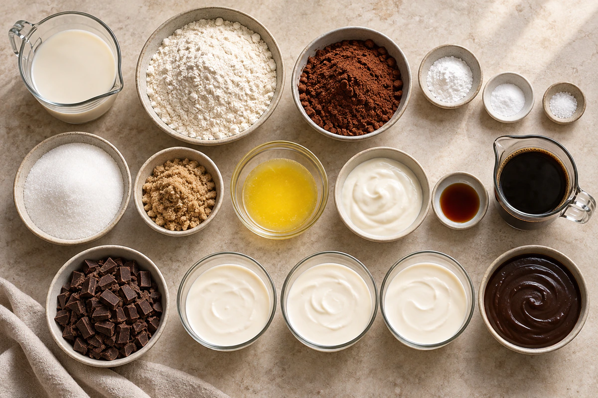 Exact measured ingredients for Vegan Chocolate Mousse Cake
