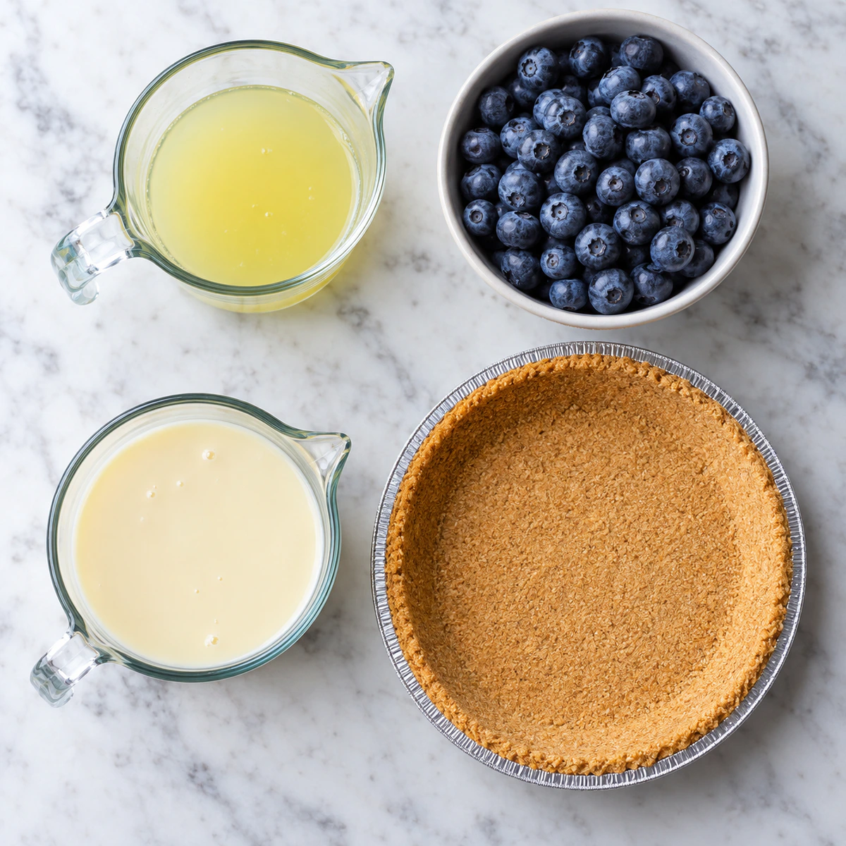 Exact measured ingredients for No Bake Lemon Blueberry Pie