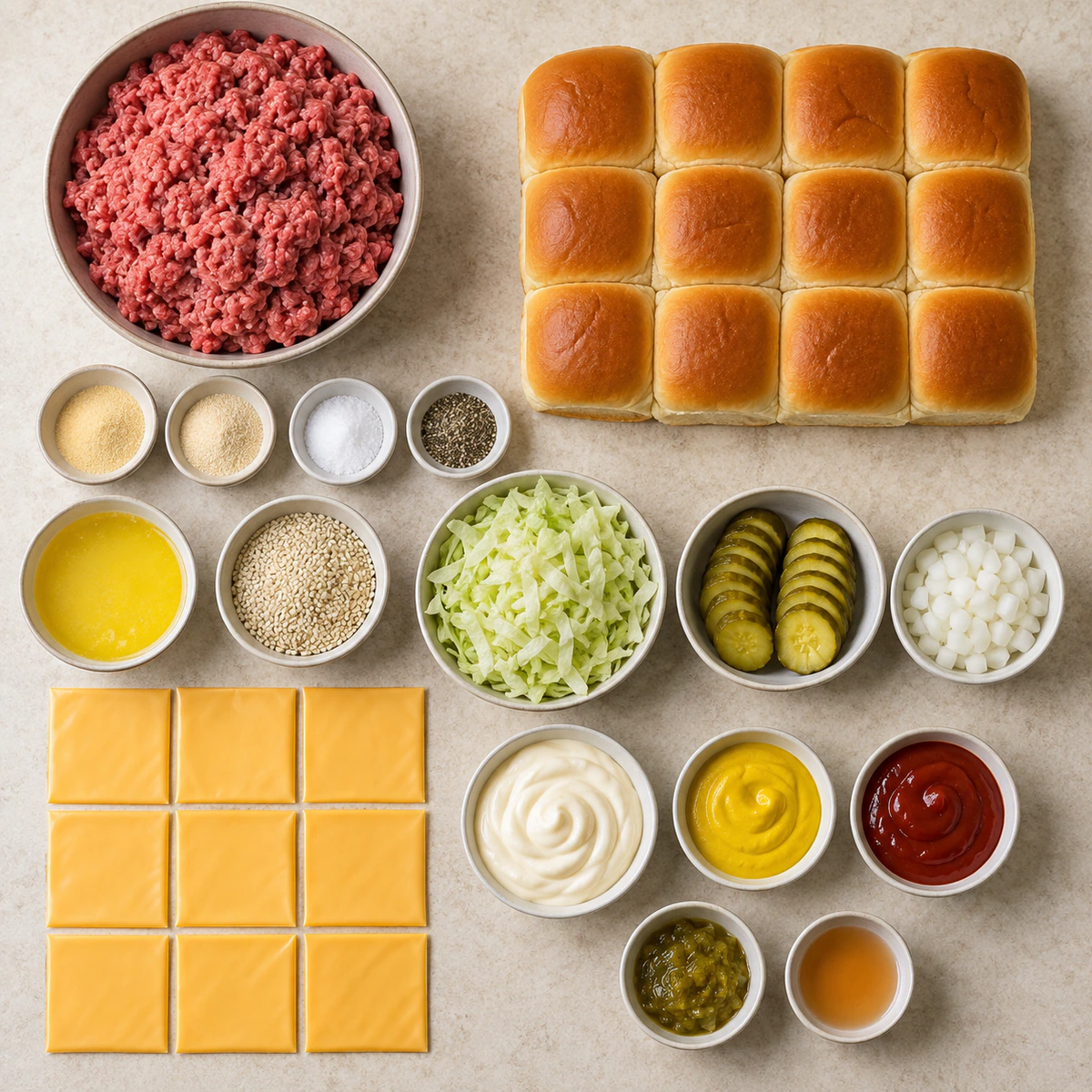 Exact measured ingredients for Big Mac Sliders