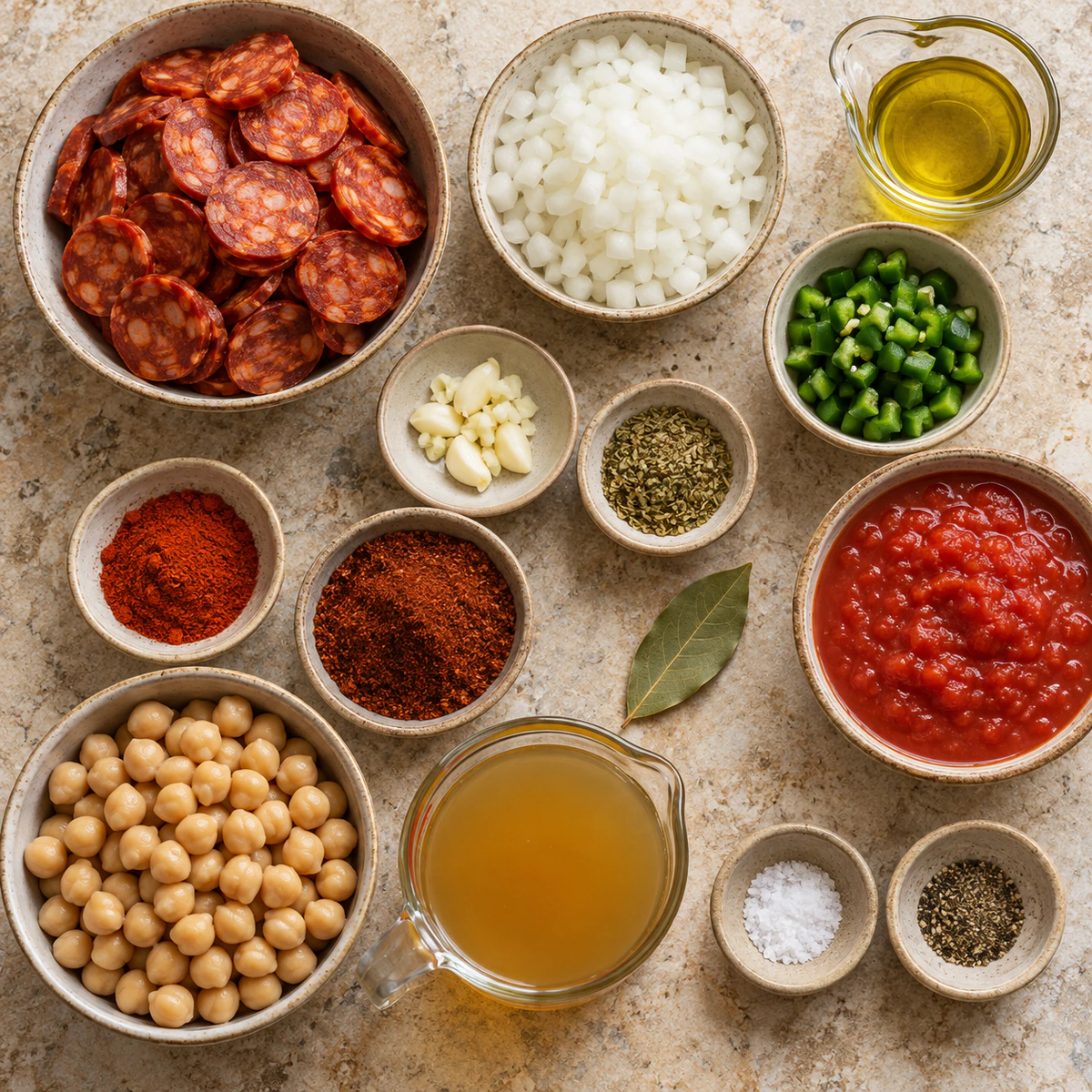 Exact measured ingredients for Chorizo Chickpea Stew