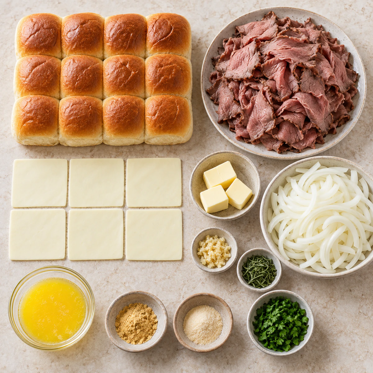 Exact measured ingredients for Roast Beef Sliders