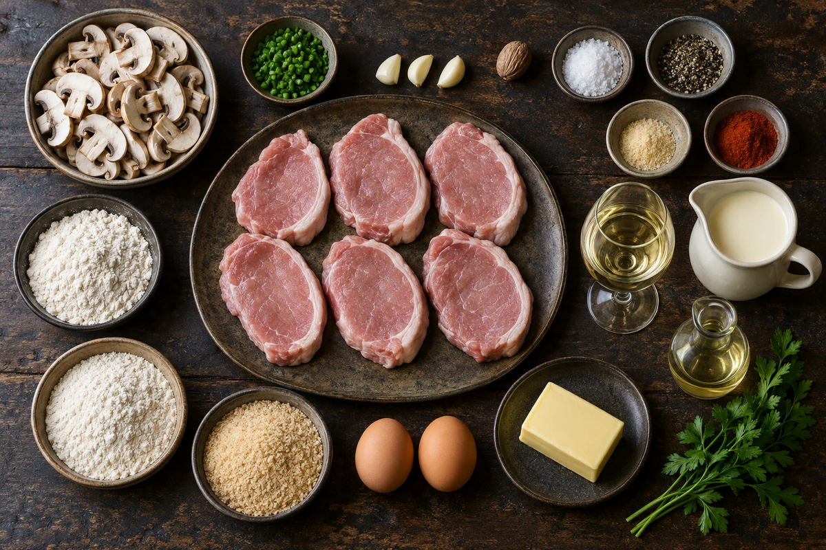 Exact measured ingredients for Rahmschnitzel Creamy Mushroom Schnitzel