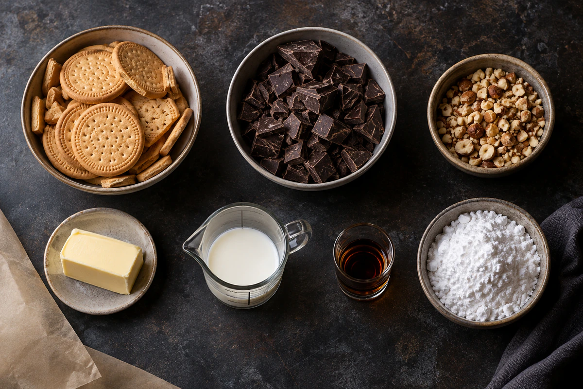 Exact measured ingredients for Chocolate Salami
