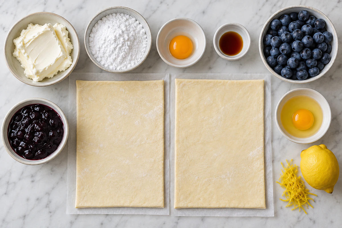 Exact measured ingredients for Blueberry Cheese Danish