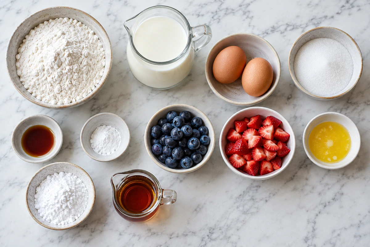 Exact measured ingredients for Mini Berry Dutch Babies