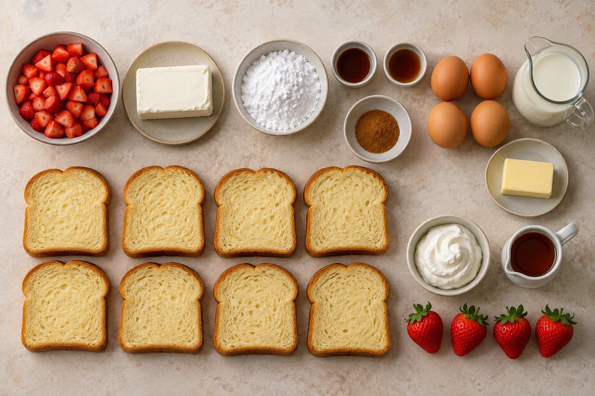 Exact measured ingredients for Strawberry Cheesecake French Toast