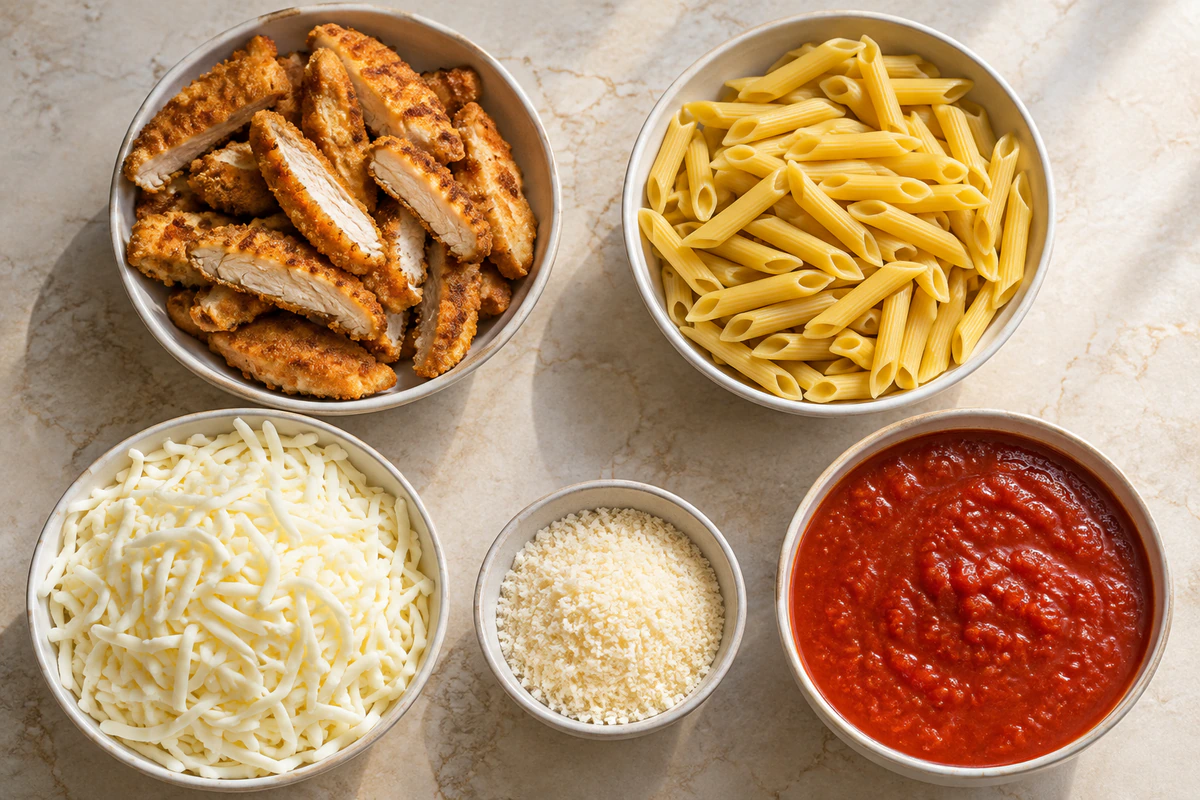 Exact measured ingredients for Chicken Parmesan Casserole