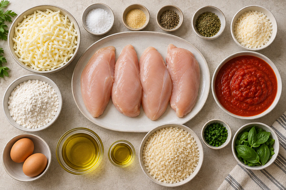 Exact measured ingredients for Delicious Stuffed Chicken Parmesan