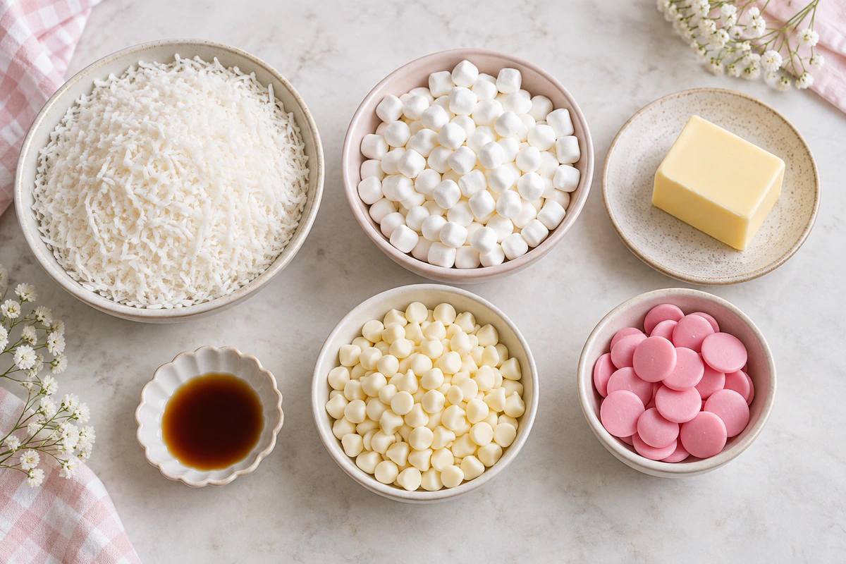 Exact measured ingredients for Easter Bunny Coconut Treats