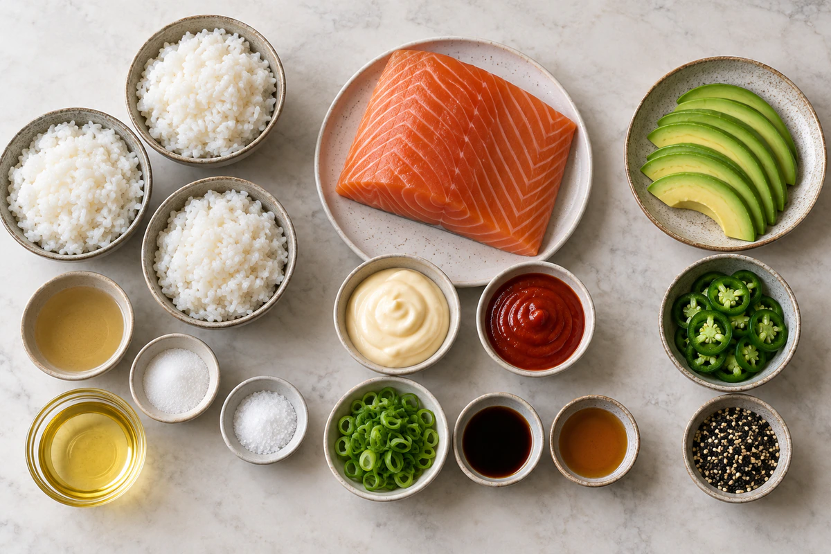 Exact measured ingredients for Salmon Crispy Rice