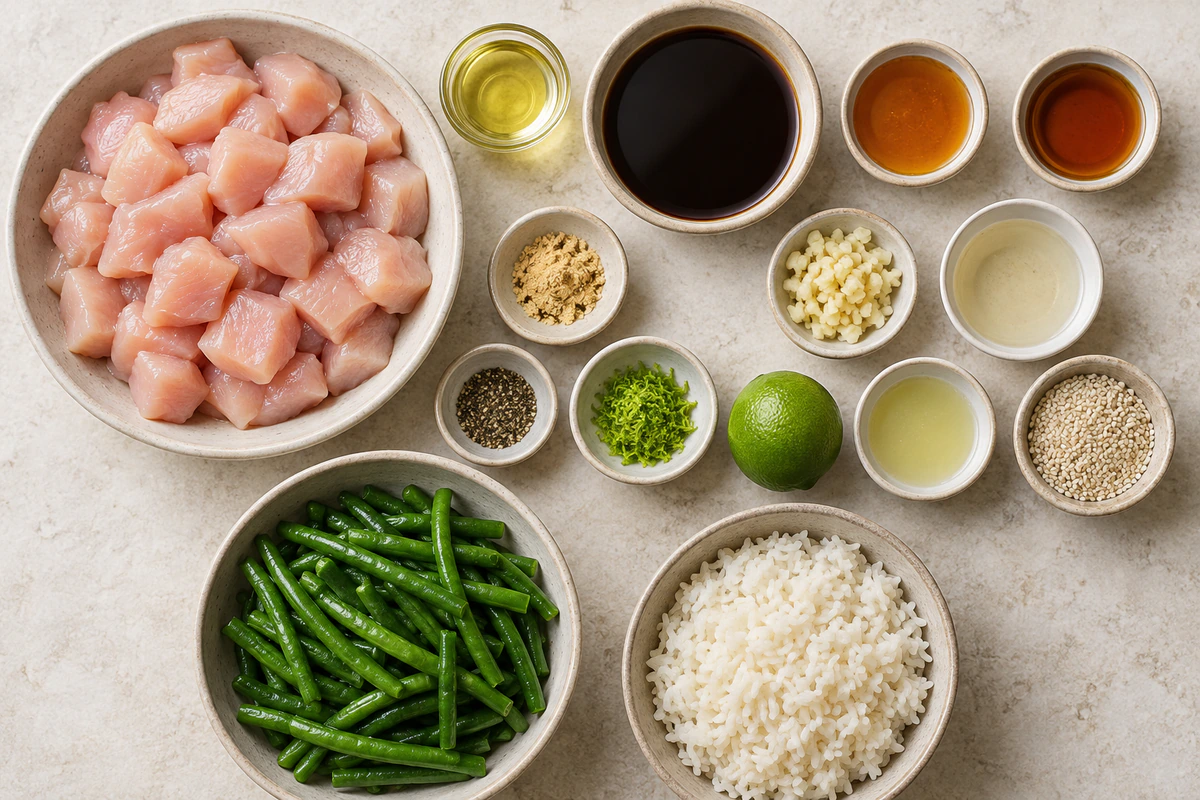 Exact measured ingredients for Healthy Sesame Chicken Delight